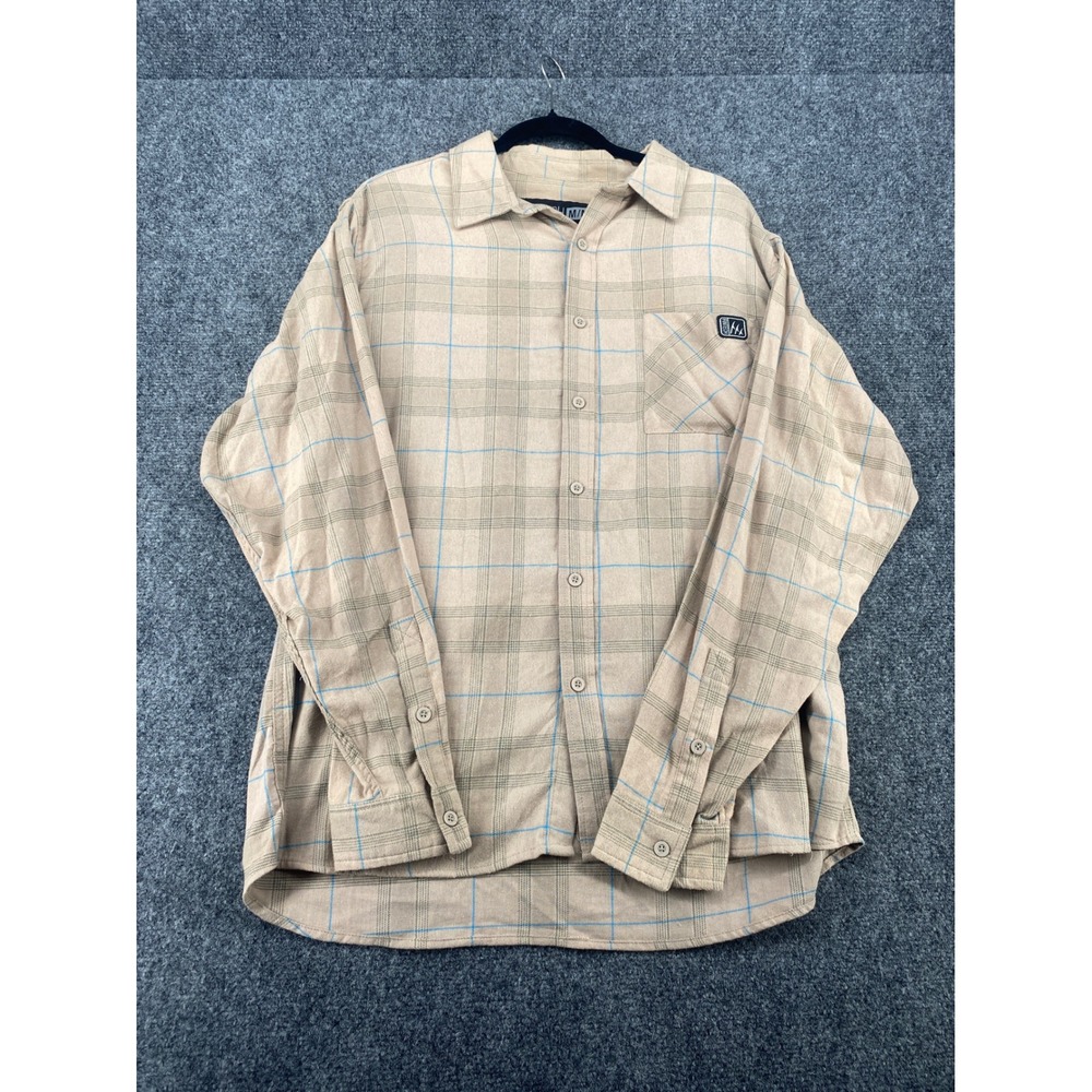 Fintech The Woodsman Midweight Flannel Shirt Mens Medium Humus Tan Plaid Cotton